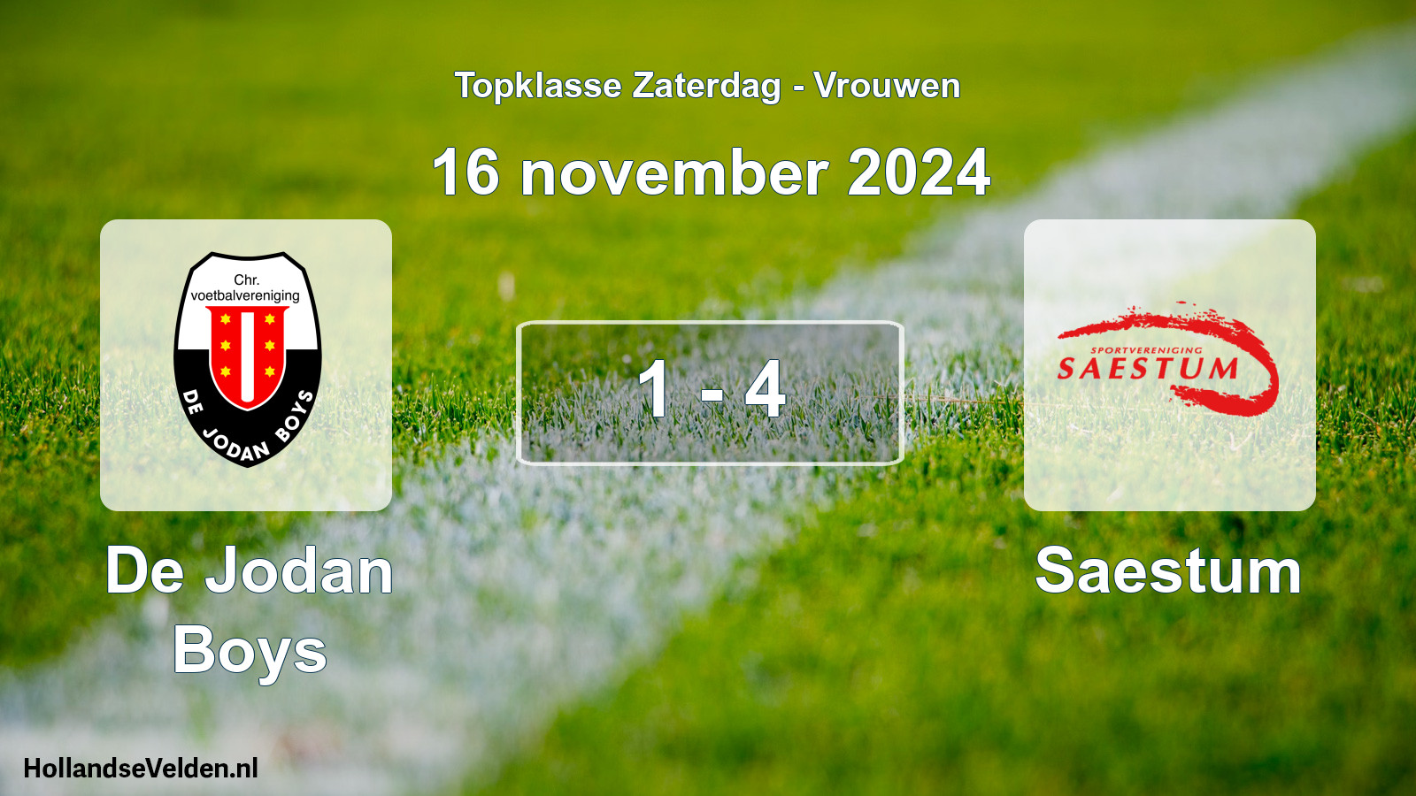 Total number of matches played: De Jodan Boys - Saestum 1 - 4 (16 November 2024)