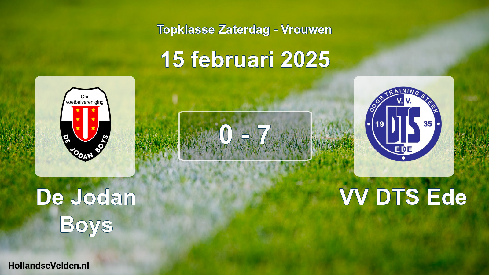 Total number of matches played: De Jodan Boys - VV DTS Ede 0 - 7 (15 February 2025)