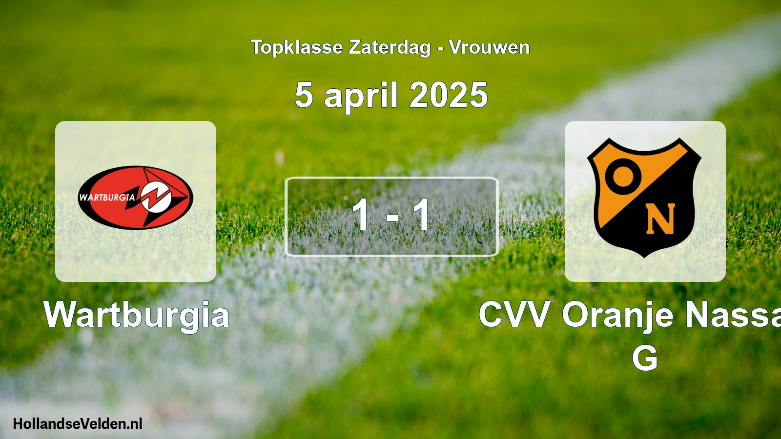 Total number of matches played: Wartburgia - CVV Oranje Nassau G 1 - 1 (5 April 2025)