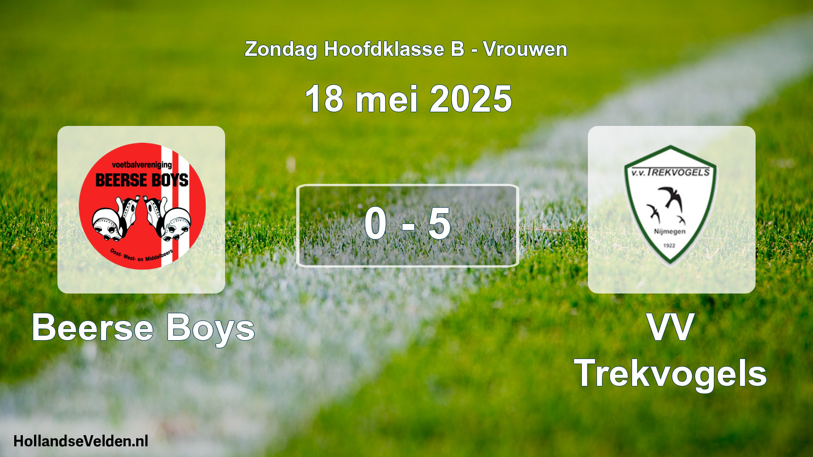 Gespeelde wedstrijd: Beerse Boys - VV Trekvogels 0 - 5 (18 mei 2025)