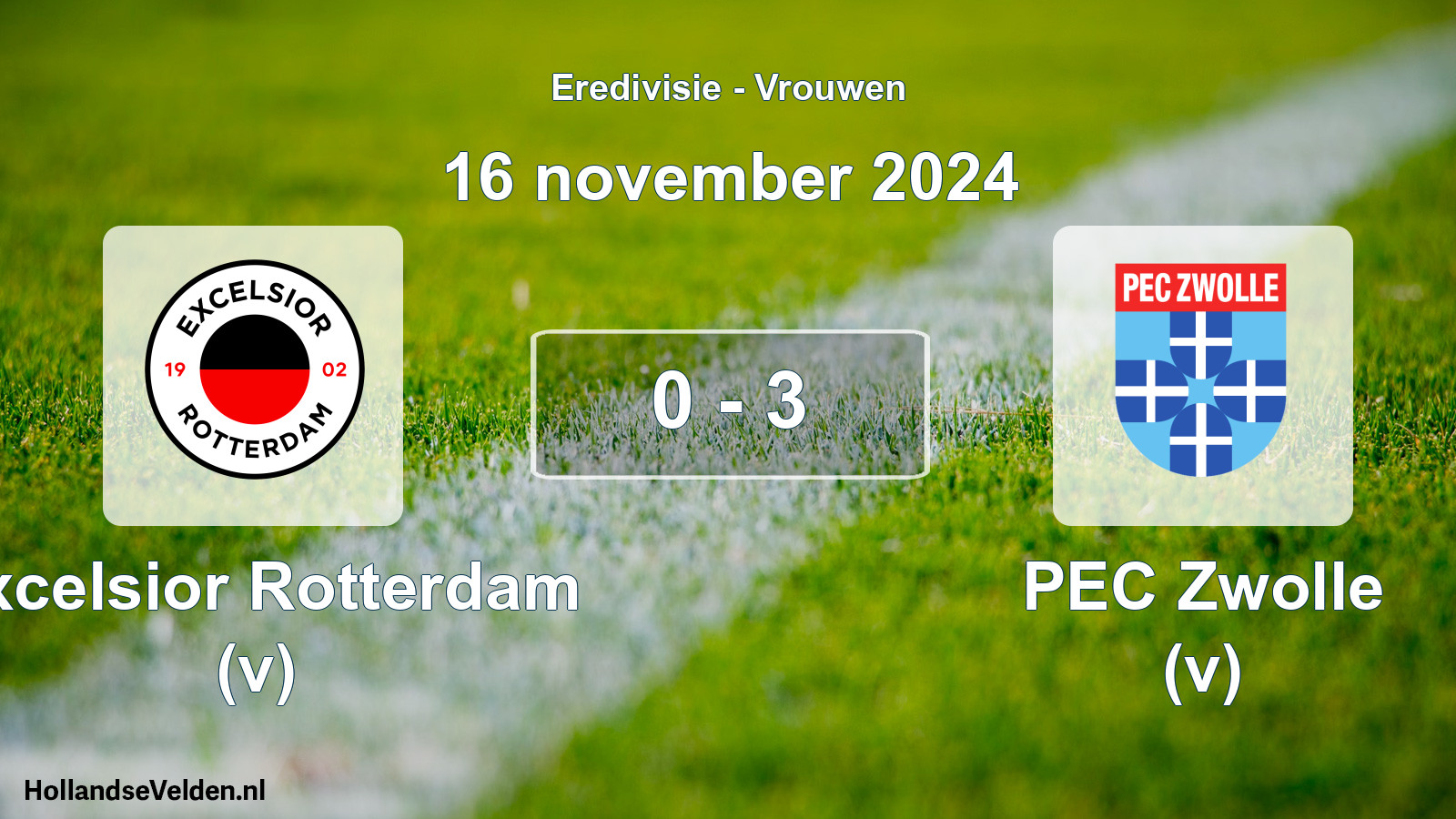 Total number of matches played: Excelsior Rotterdam (v) - PEC Zwolle (v) 0 - 3 (16 November 2024)