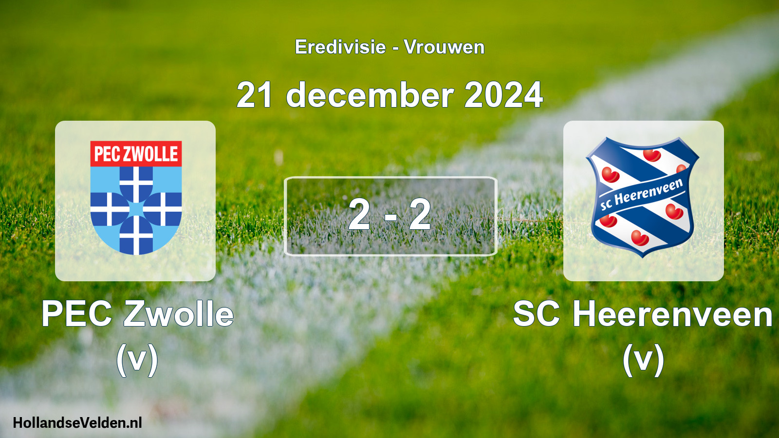 Total number of matches played: PEC Zwolle (v) - SC Heerenveen (v) 2 - 2 (21 December 2024)