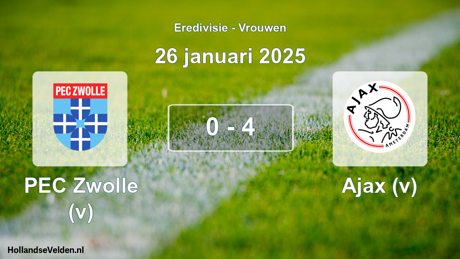 Total number of matches played: PEC Zwolle (v) - Ajax (v) 0 - 4 (26 January 2025)