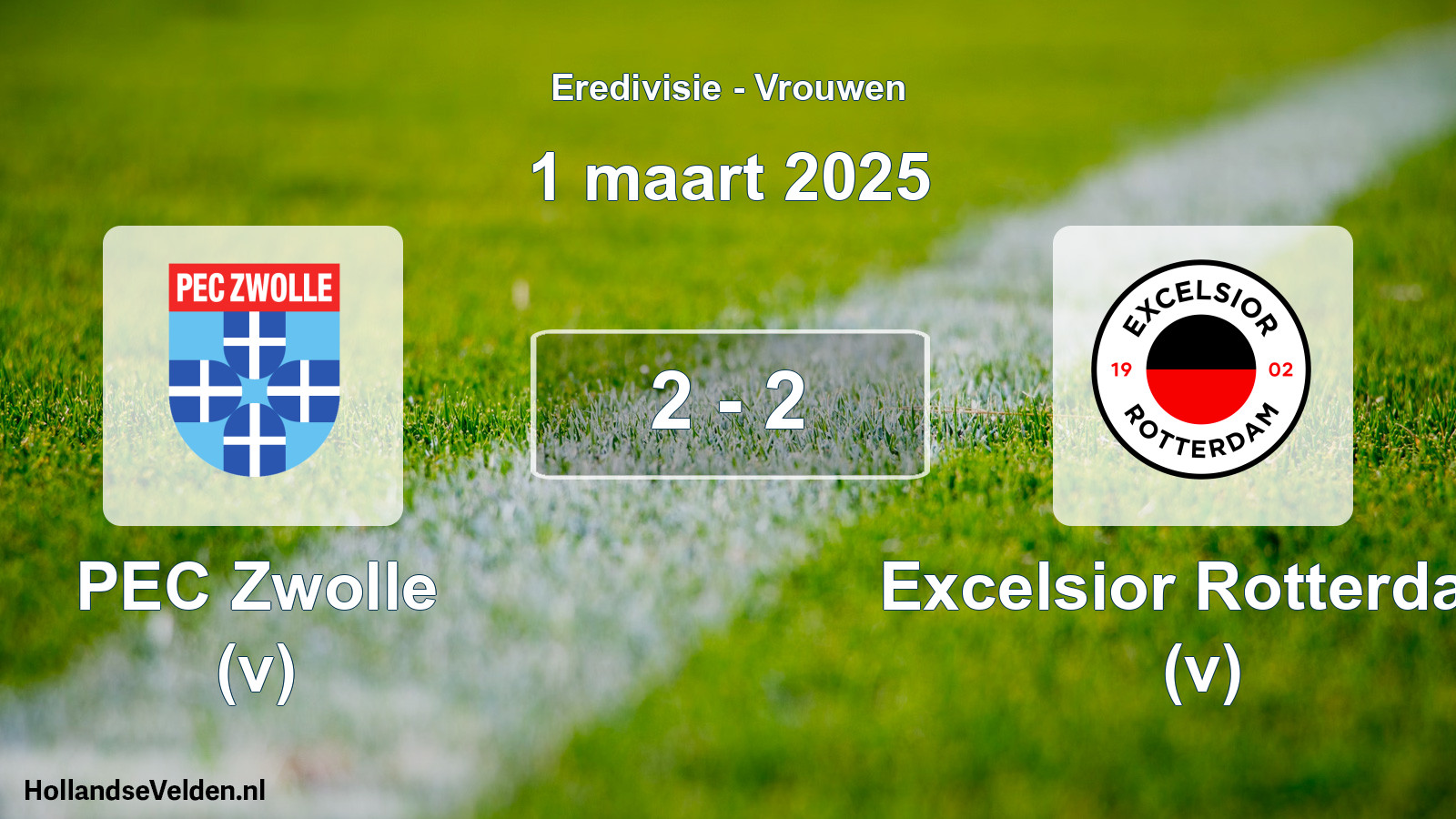 Total number of matches played: PEC Zwolle (v) - Excelsior Rotterdam (v) 2 - 2 (1 March 2025)