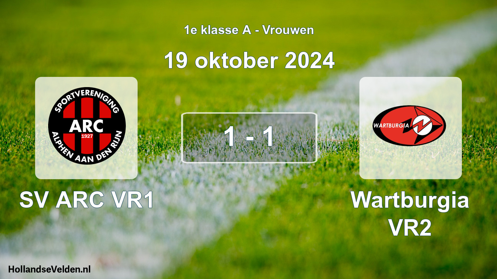 Gespeelde wedstrijd: SV ARC VR1 - Wartburgia VR2 1 - 1 (19 oktober 2024)