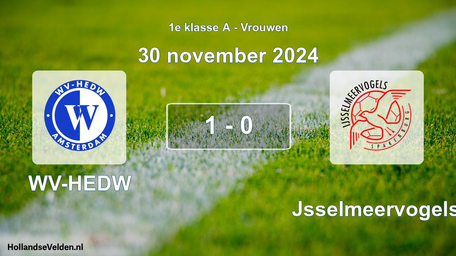 Total number of matches played: WV-HEDW - IJsselmeervogels 1 - 0 (30 November 2024)