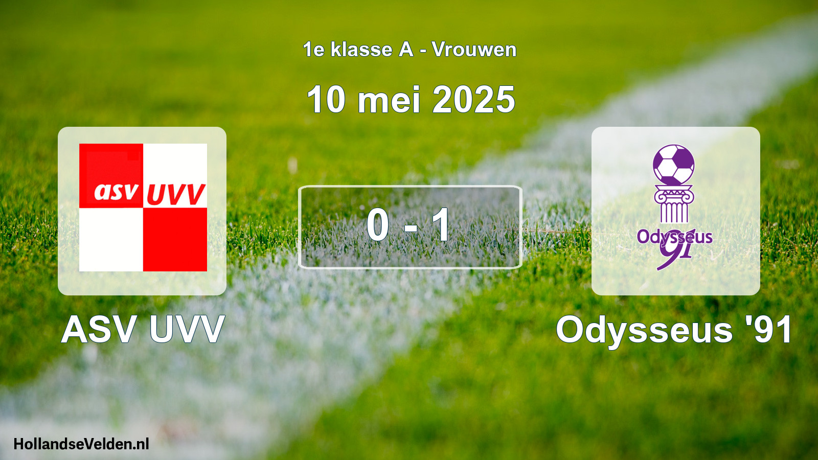 Total number of matches played: ASV UVV - Odysseus '91 0 - 1 (10 May 2025)