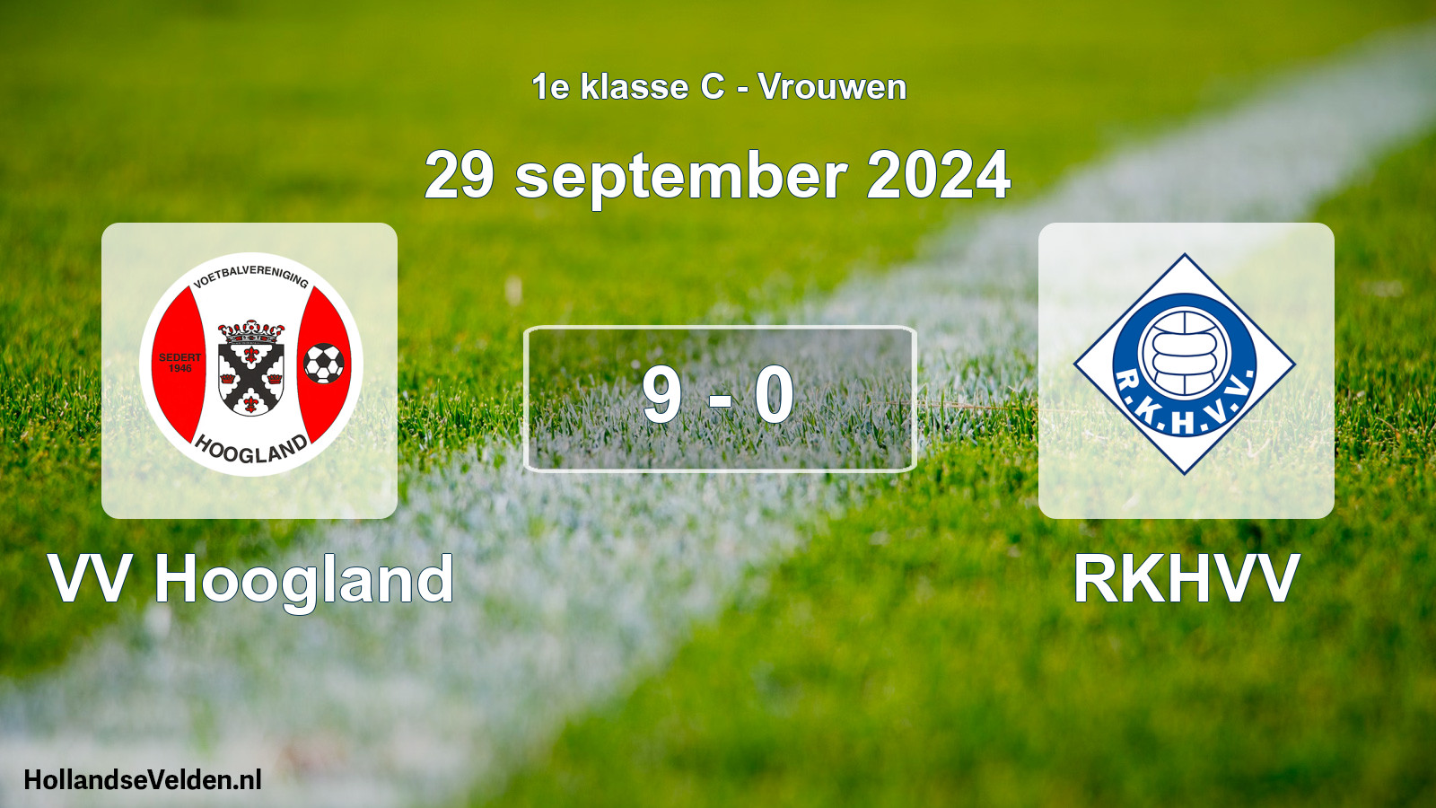 Gespeelde wedstrijd: VV Hoogland - RKHVV 9 - 0 (29 september 2024)