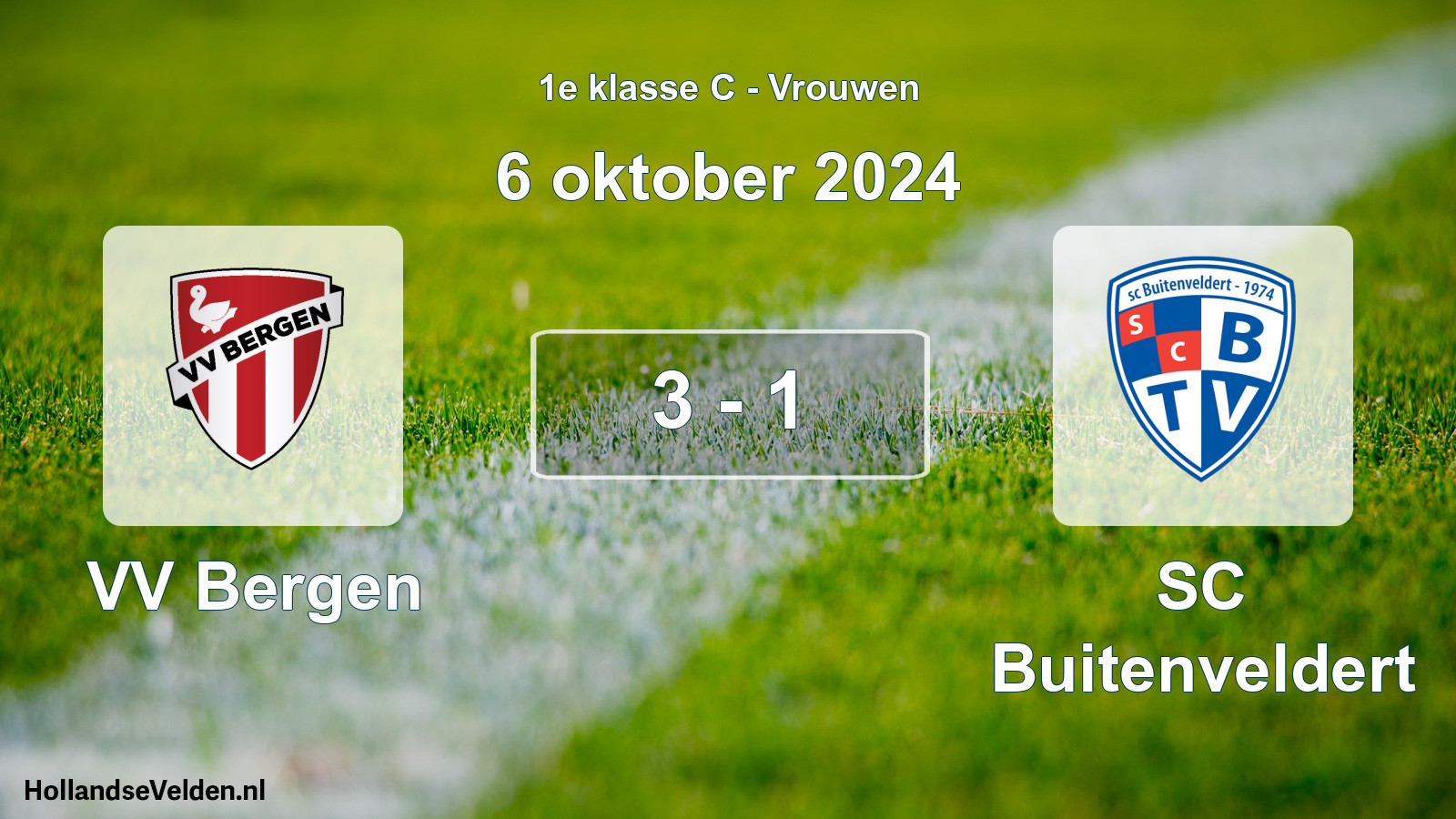 Gespeelde wedstrijd: VV Bergen - SC Buitenveldert 3 - 1 (6 oktober 2024)