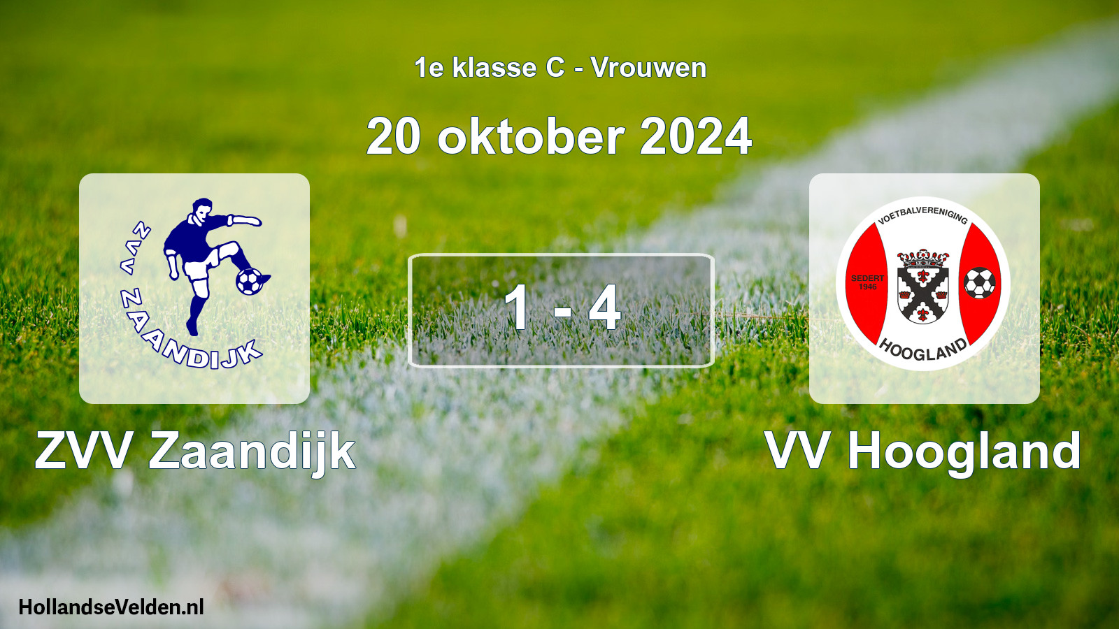 Gespeelde wedstrijd: ZVV Zaandijk - VV Hoogland 1 - 4 (20 oktober 2024)