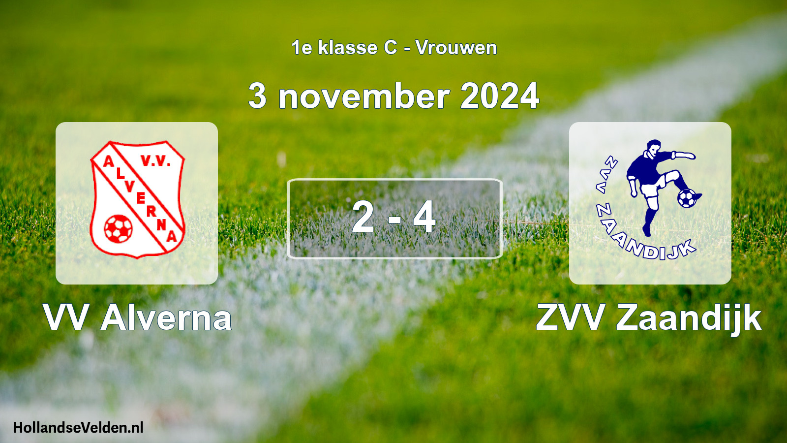 Gespeelde wedstrijd: VV Alverna - ZVV Zaandijk 2 - 4 (3 november 2024)
