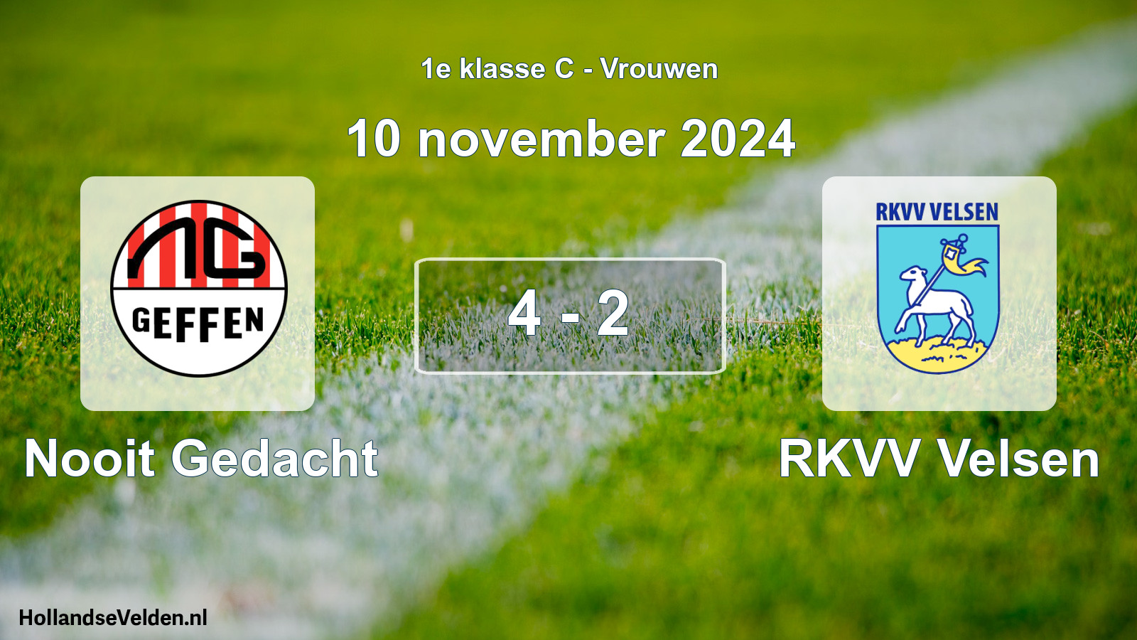 Total number of matches played: Nooit Gedacht - RKVV Velsen 4 - 2 (10 November 2024)