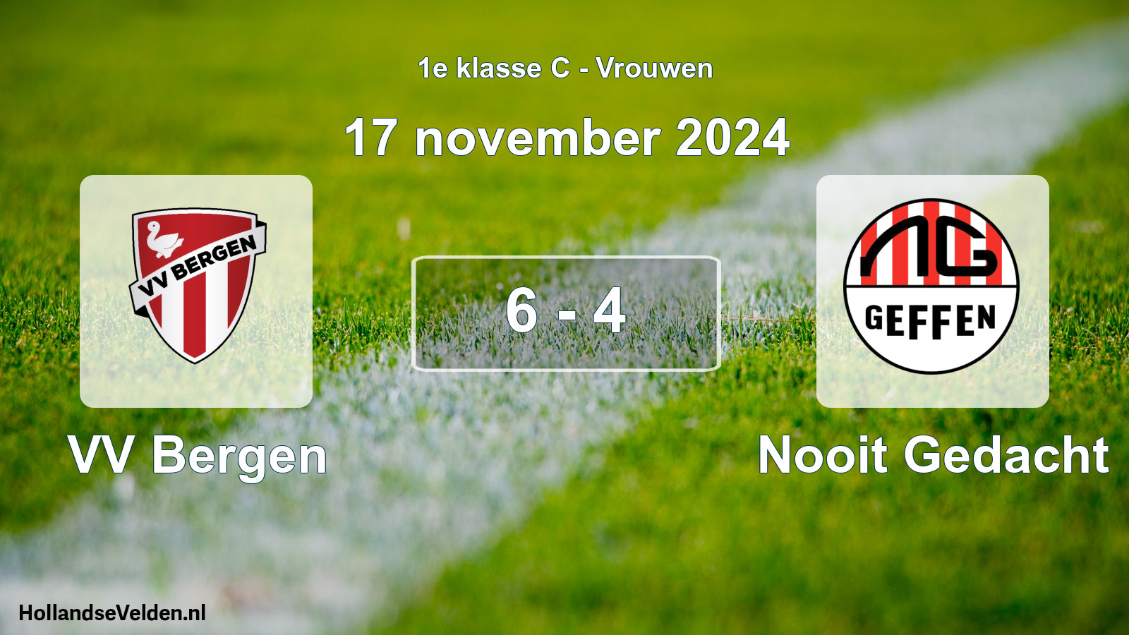 Gespeelde wedstrijd: VV Bergen - Nooit Gedacht 6 - 4 (17 november 2024)