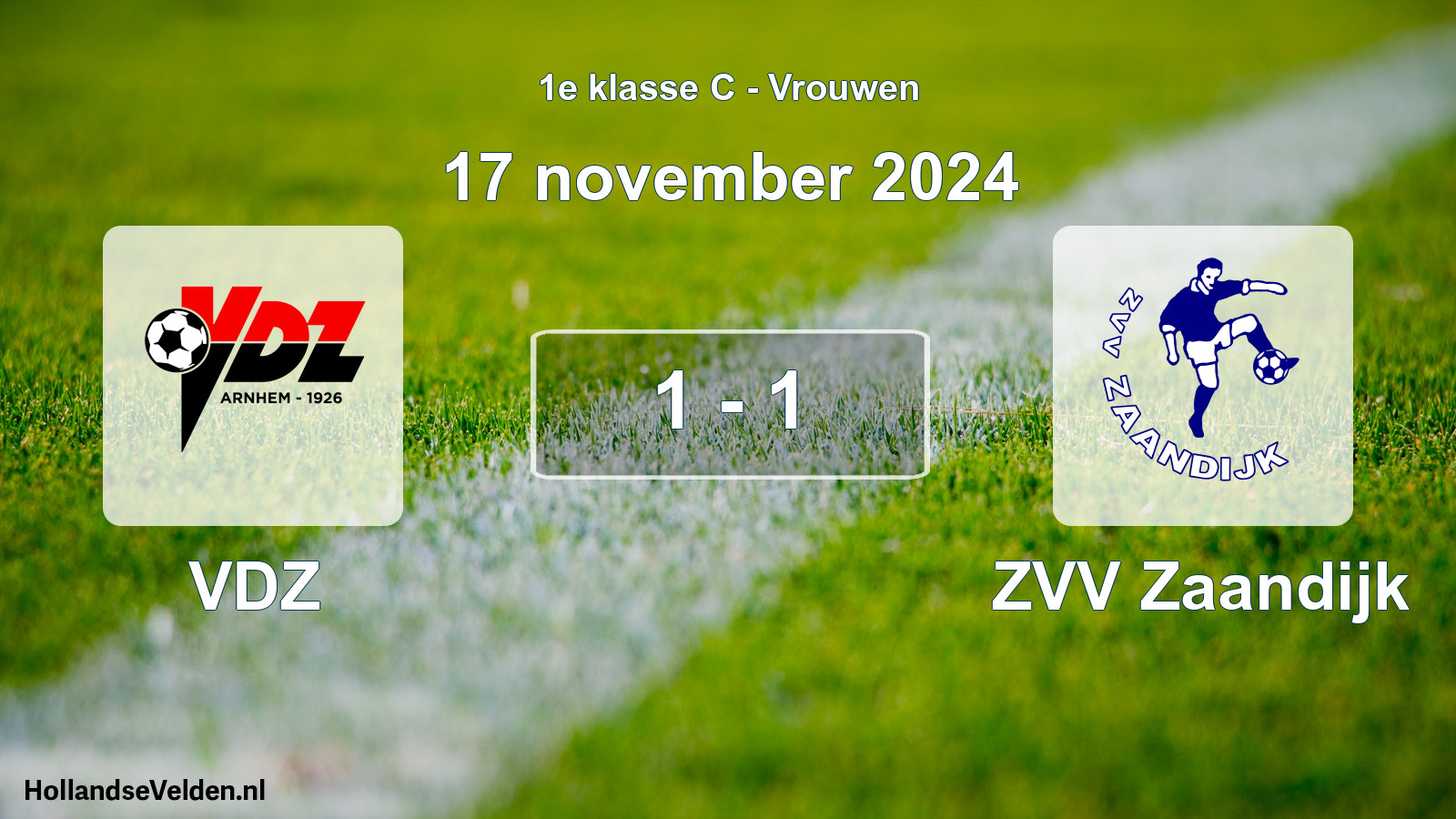 Gespeelde wedstrijd: VDZ - ZVV Zaandijk 1 - 1 (17 november 2024)