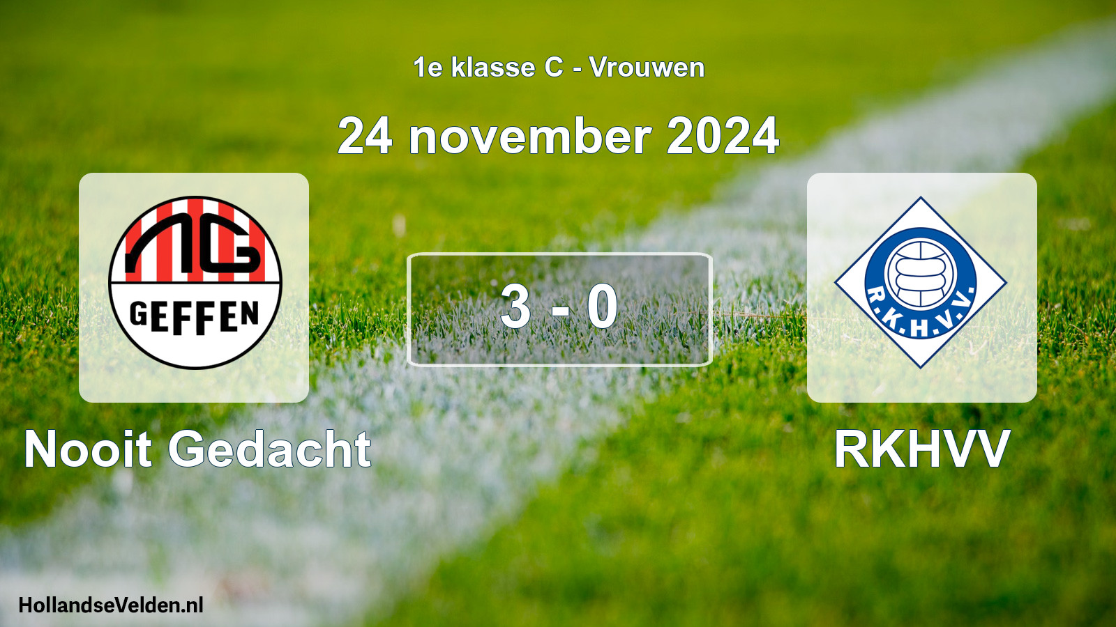 Gespeelde wedstrijd: Nooit Gedacht - RKHVV 3 - 0 (24 november 2024)