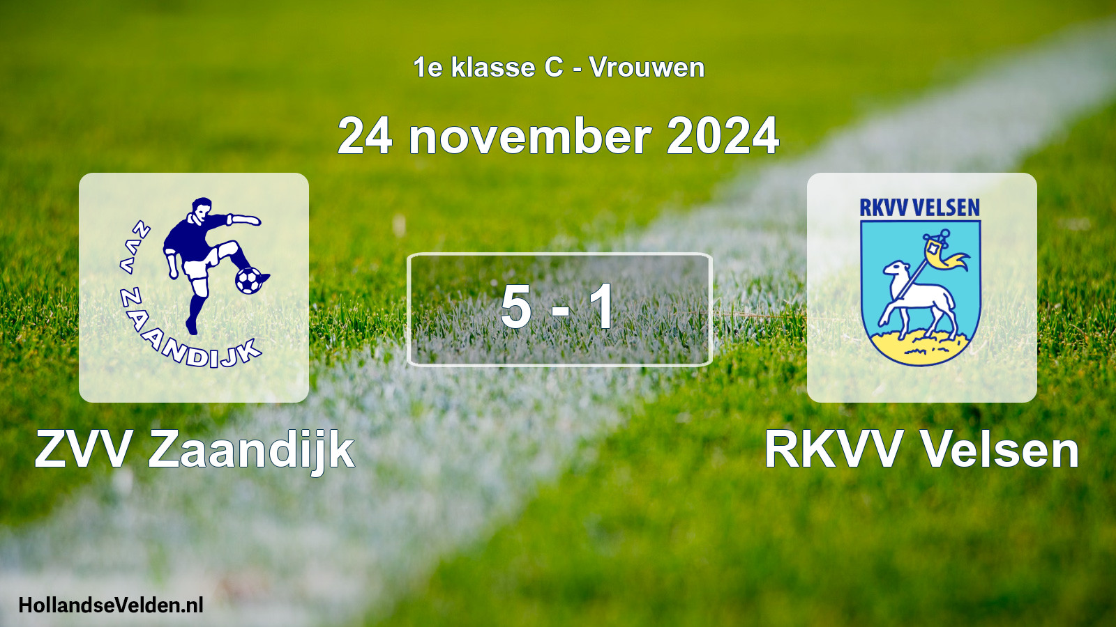 Gespeelde wedstrijd: ZVV Zaandijk - RKVV Velsen 5 - 1 (24 november 2024)