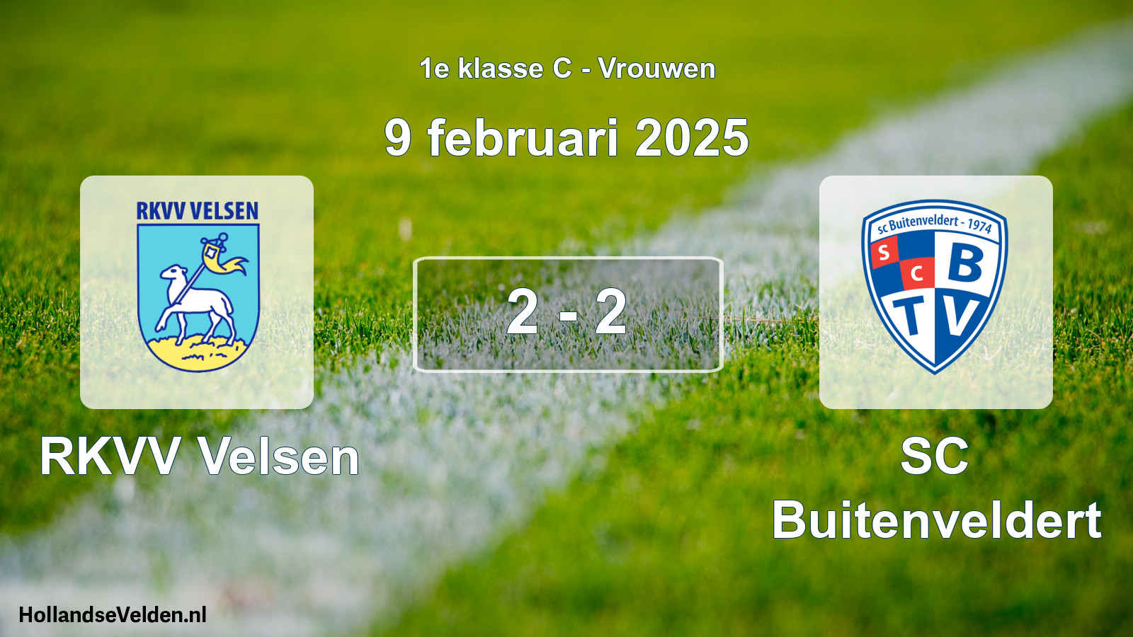 Gespeelde wedstrijd: RKVV Velsen - SC Buitenveldert 2 - 2 (9 februari 2025)