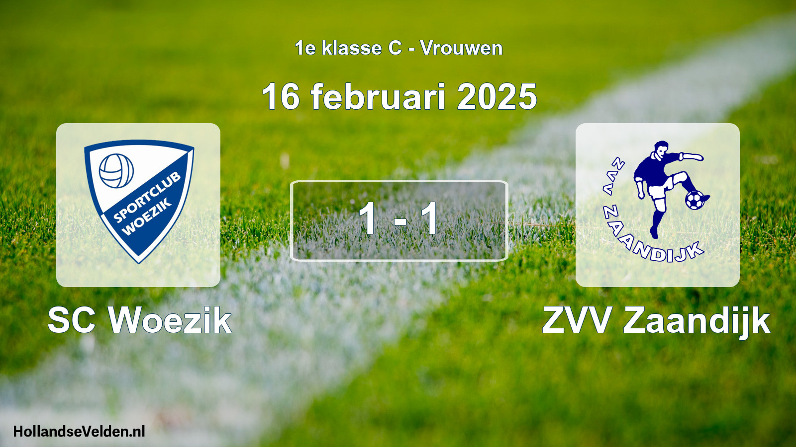 Gespeelde wedstrijd: SC Woezik - ZVV Zaandijk 1 - 1 (16 februari 2025)