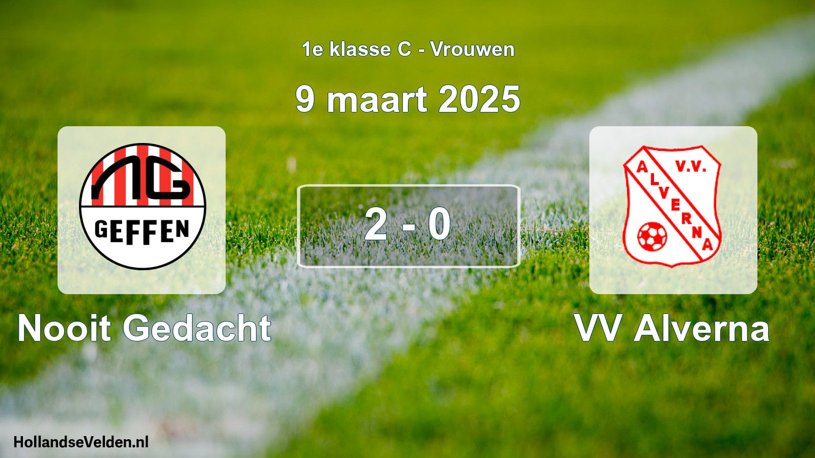 Gespeelde wedstrijd: Nooit Gedacht - VV Alverna 2 - 0 (9 maart 2025)