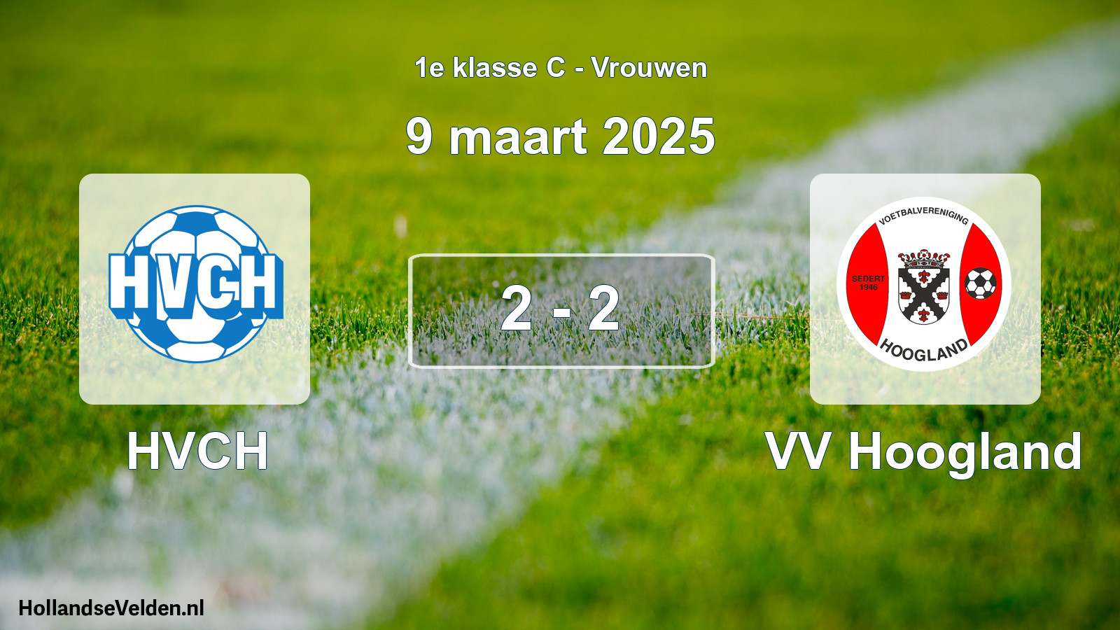 Gespeelde wedstrijd: HVCH - VV Hoogland 2 - 2 (9 maart 2025)