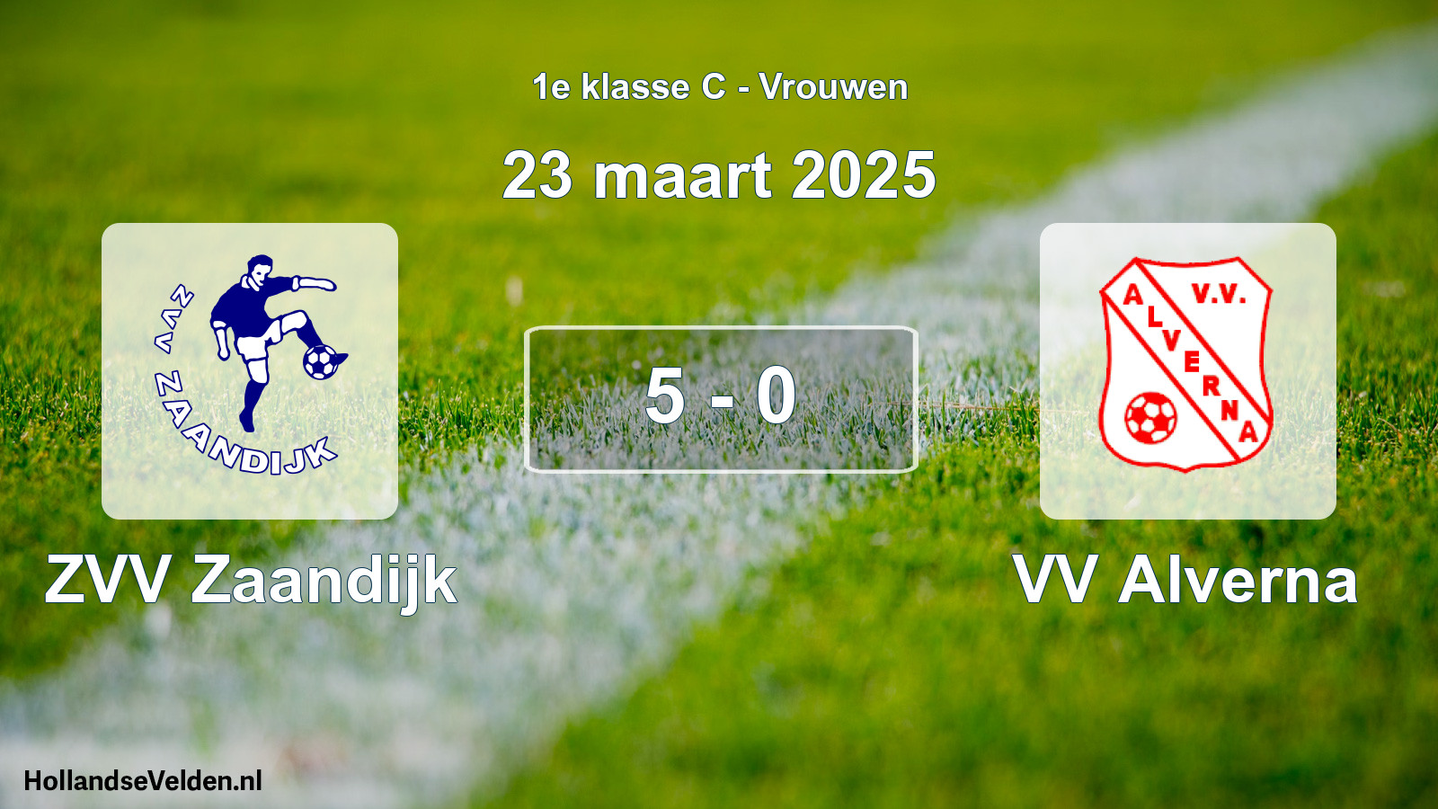 Gespeelde wedstrijd: ZVV Zaandijk - VV Alverna 5 - 0 (23 maart 2025)
