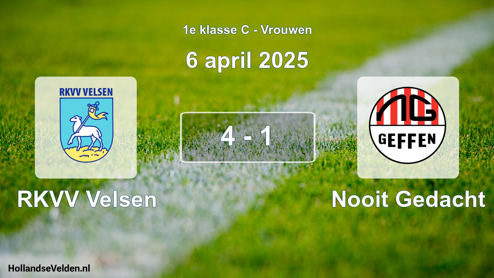 Gespeelde wedstrijd: RKVV Velsen - Nooit Gedacht 4 - 1 (6 april 2025)