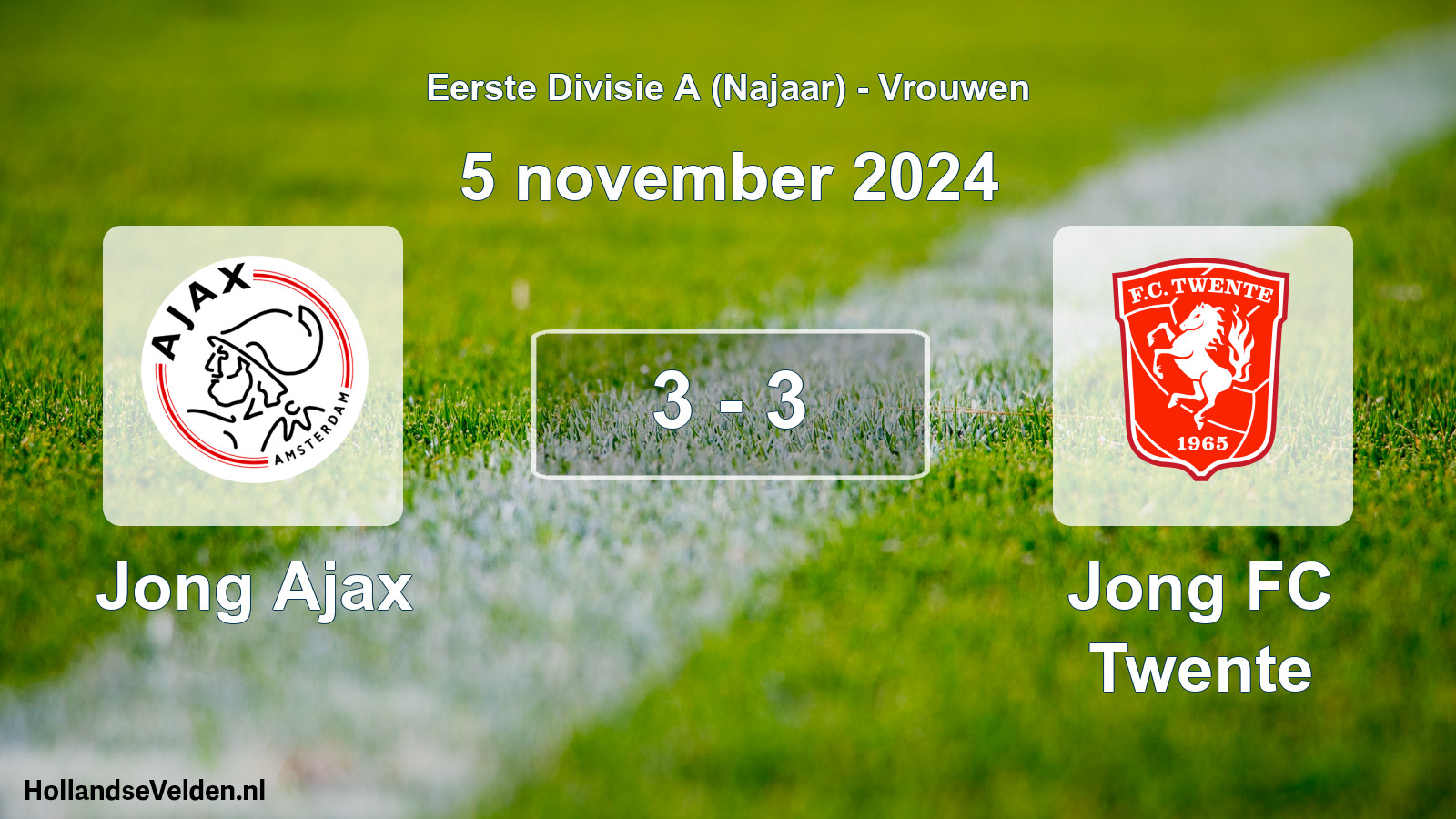 Total number of matches played: Jong Ajax - Jong FC Twente 3 - 3 (5 November 2024)