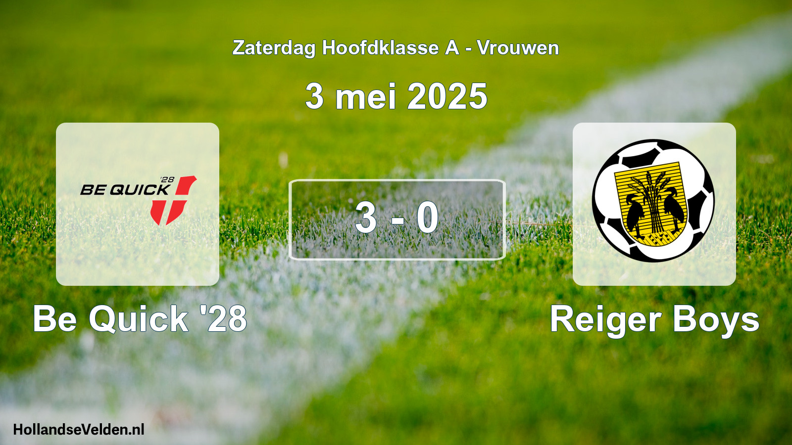 Total number of matches played: Be Quick '28 - Reiger Boys 3 - 0 (3 May 2025)
