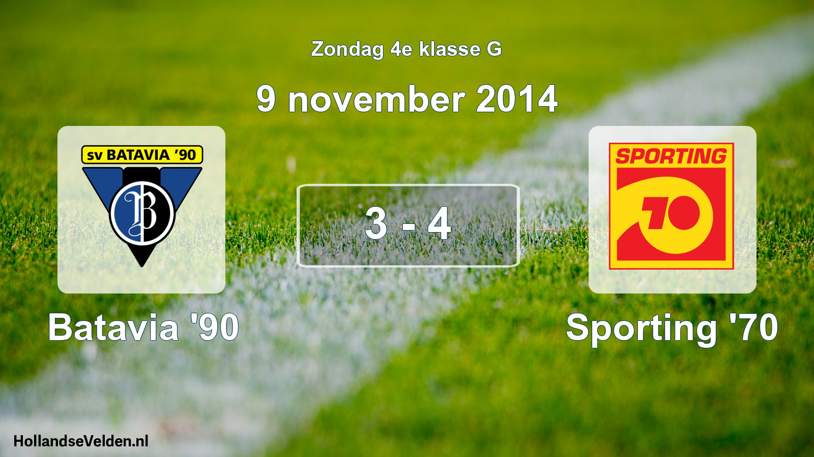 Total number of matches played: Batavia '90 - Sporting '70 3 - 4 (9 November 2014)