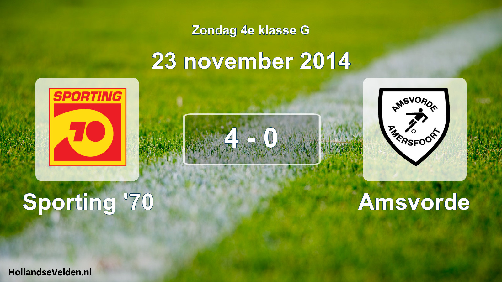 Total number of matches played: Sporting '70 - Amsvorde 4 - 0 (23 November 2014)