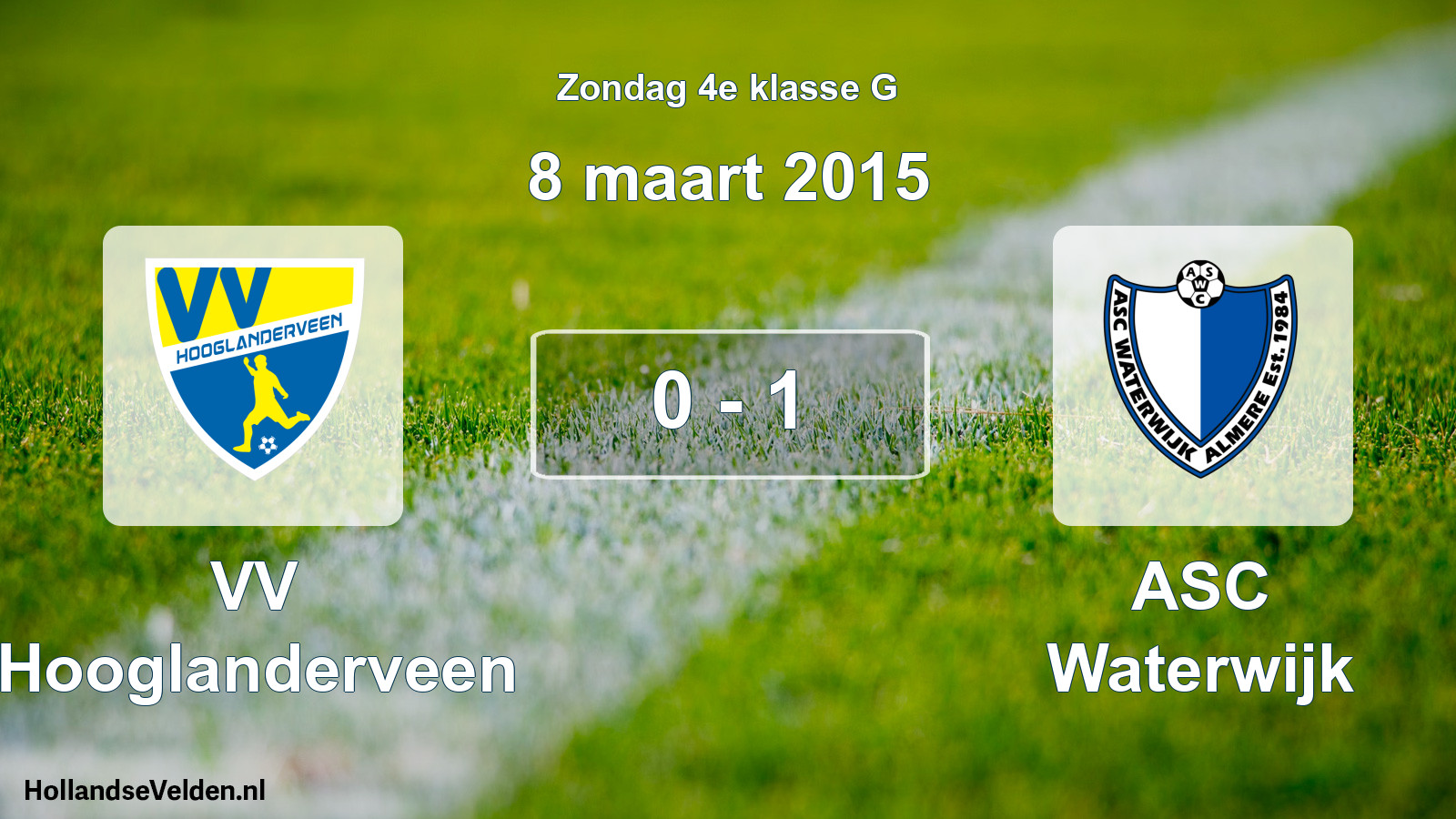 Total number of matches played: VV Hooglanderveen - ASC Waterwijk 0 - 1 (8 March 2015)