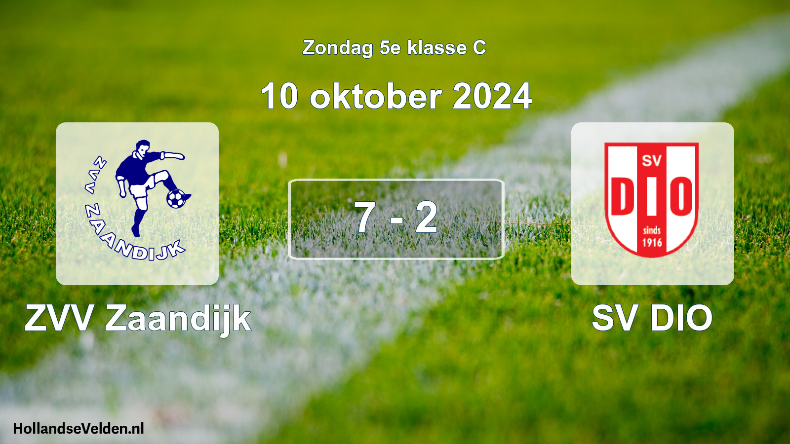 Gespeelde wedstrijd: ZVV Zaandijk - SV DIO 7 - 2 (10 oktober 2024)