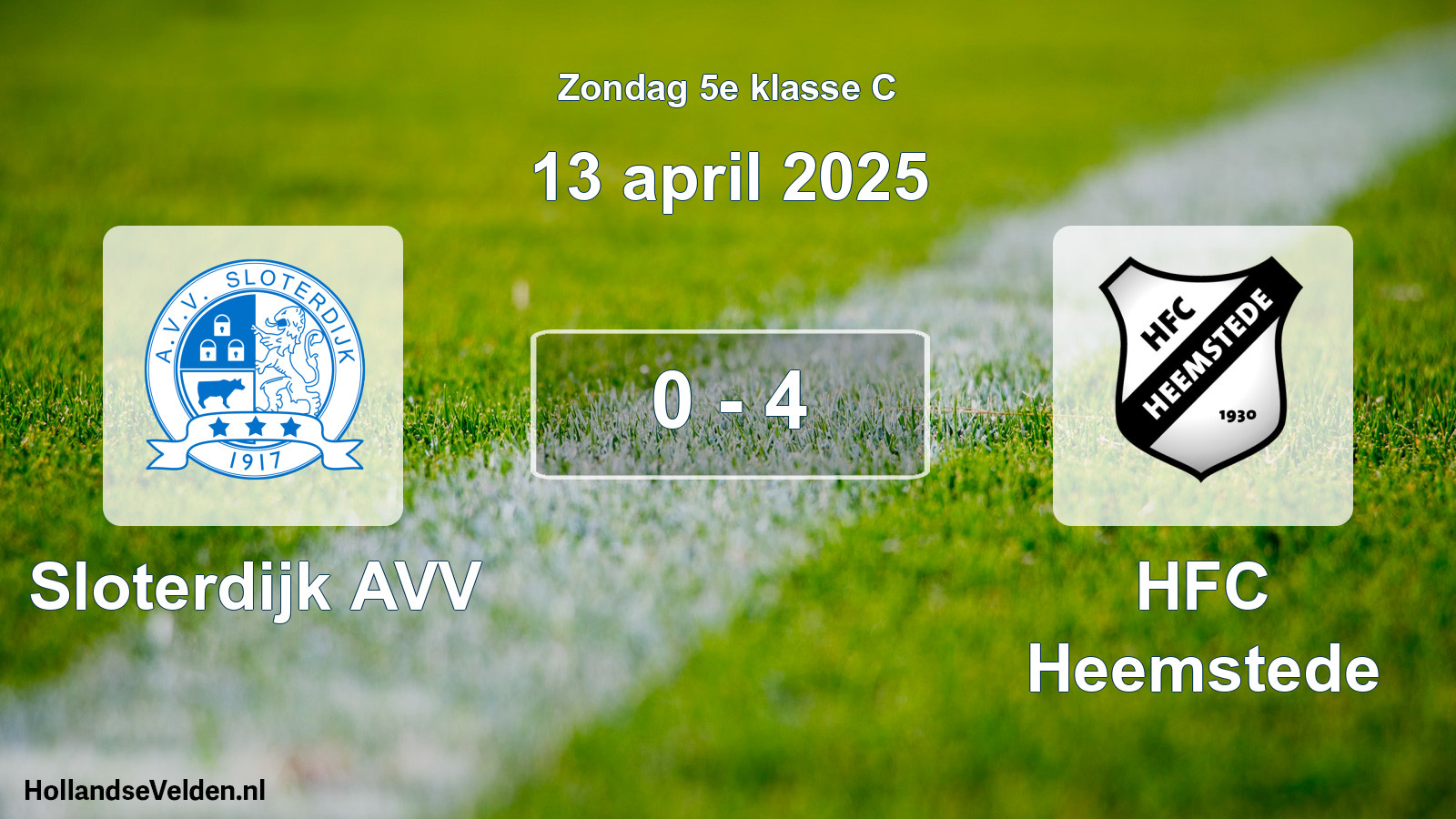 Total number of matches played: Sloterdijk AVV - HFC Heemstede 0 - 4 (13 April 2025)