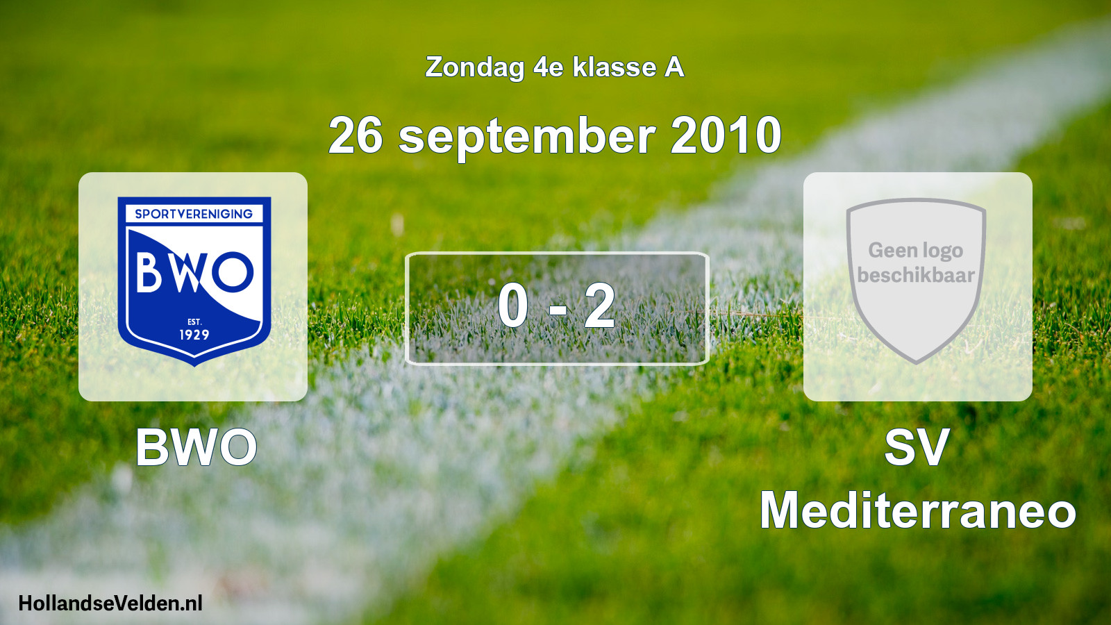 Total number of matches played: BWO - SV Mediterraneo 0 - 2 (26 September 2010)