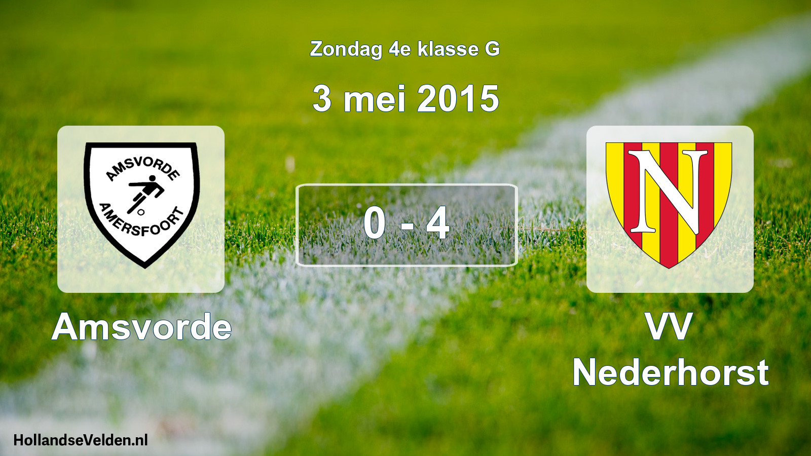 Total number of matches played: Amsvorde - VV Nederhorst 0 - 4 (3 May 2015)