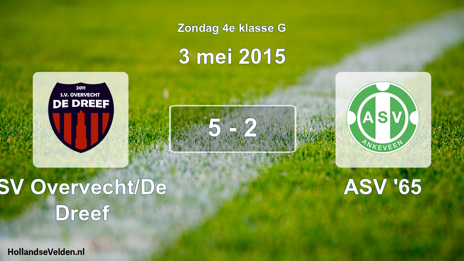 Total number of matches played: SV Overvecht/De Dreef - ASV '65 5 - 2 (3 May 2015)