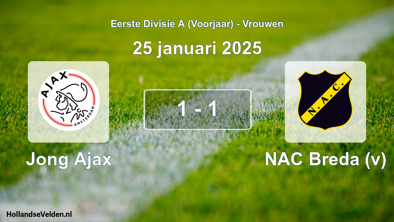Total number of matches played: Jong Ajax - NAC Breda (v) 1 - 1 (25 January 2025)