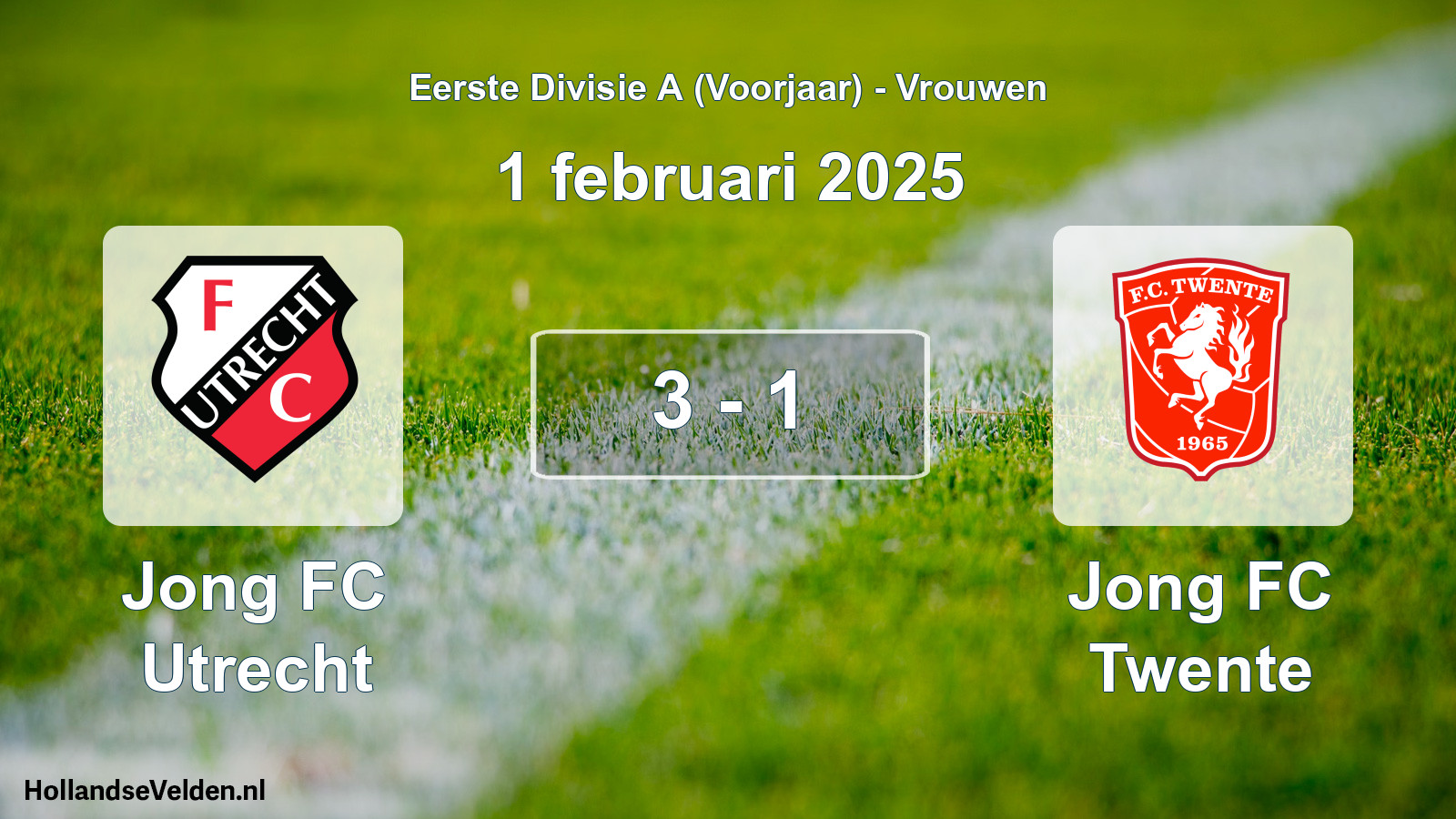 Total number of matches played: Jong FC Utrecht - Jong FC Twente 3 - 1 (1 February 2025)