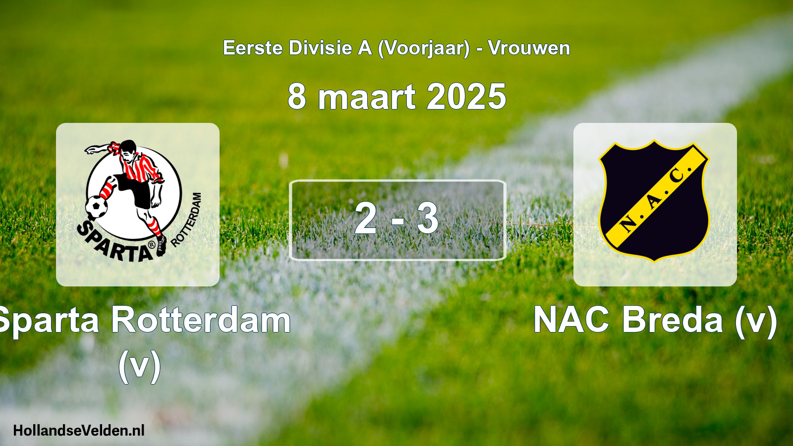Total number of matches played: Sparta Rotterdam (v) - NAC Breda (v) 2 - 3 (8 March 2025)