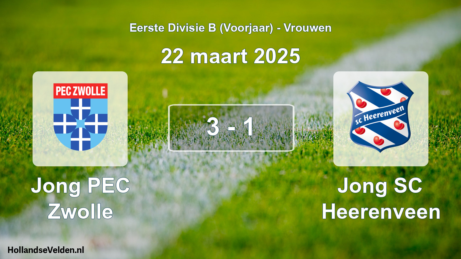 Gespeelde wedstrijd: Jong PEC Zwolle - Jong SC Heerenveen 3 - 1 (22 maart 2025)