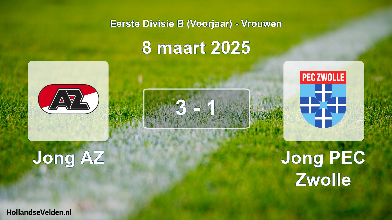 Total number of matches played: Jong AZ - Jong PEC Zwolle 3 - 1 (8 March 2025)