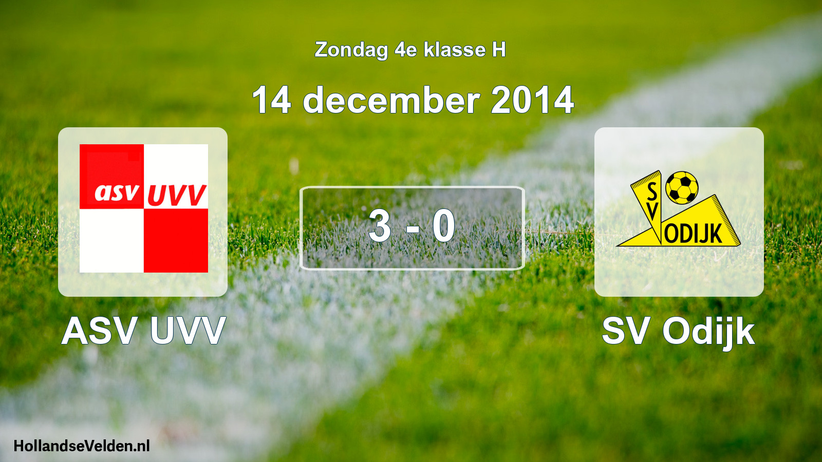 Total number of matches played: ASV UVV - SV Odijk 3 - 0 (14 December 2014)