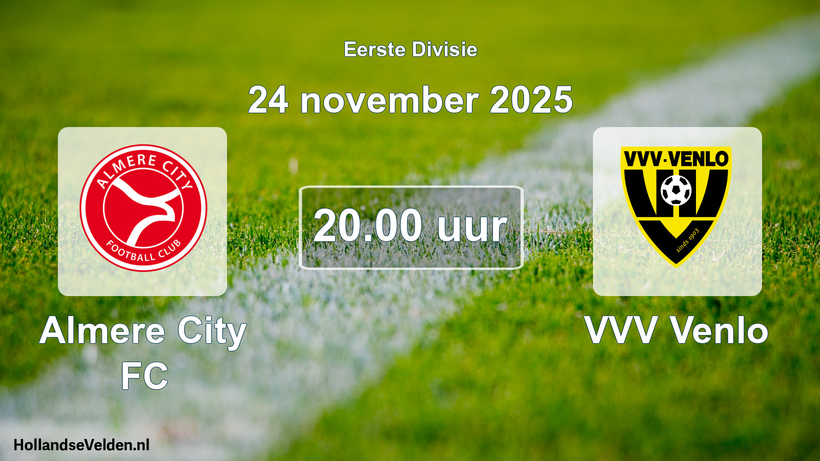 Geplande wedstrijd: Almere City FC - VVV Venlo (24 november 2025)