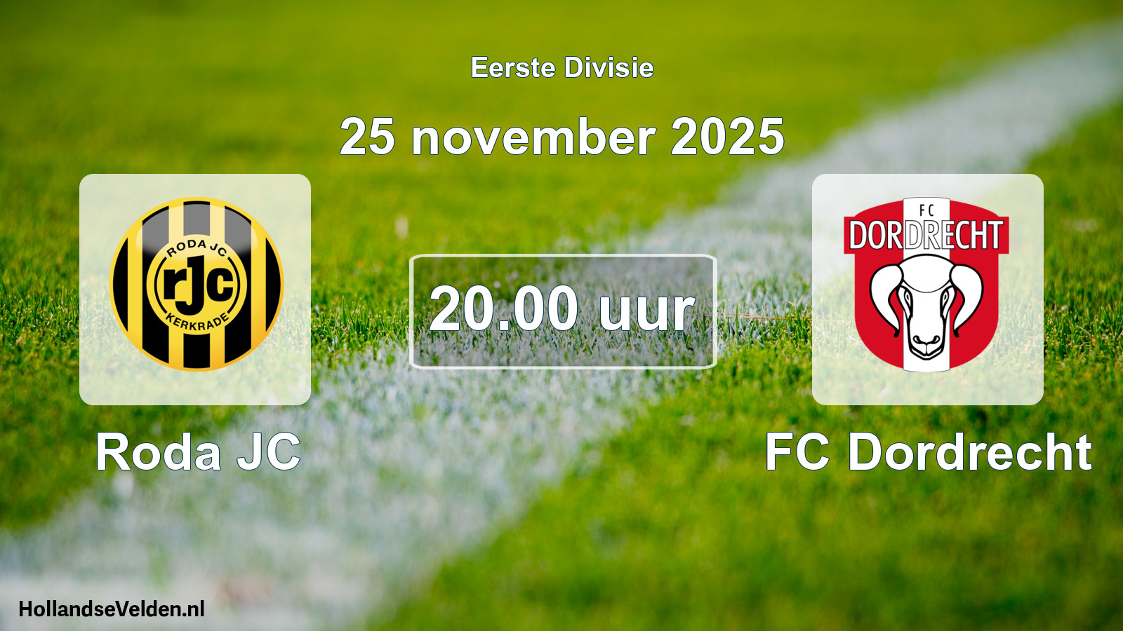 Geplande wedstrijd: Roda JC - FC Dordrecht (25 november 2025)