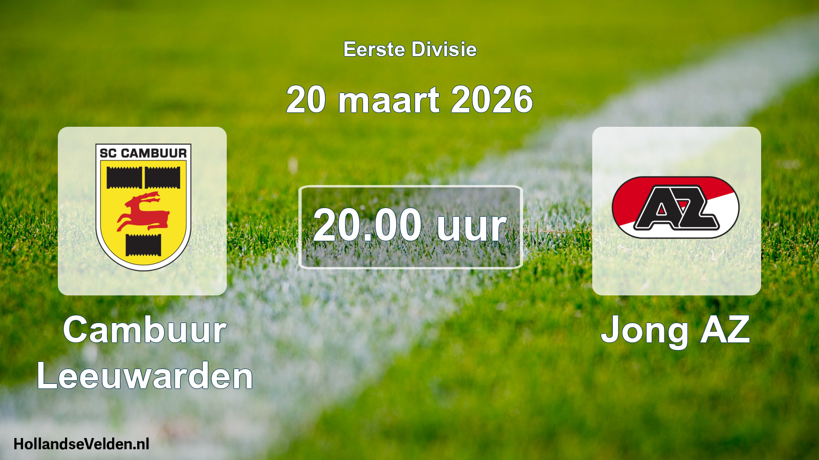 Geplande wedstrijd: Cambuur Leeuwarden - Jong AZ (20 maart 2026)