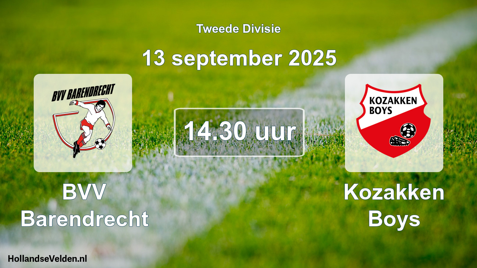 Scheduled Match: BVV Barendrecht - Kozakken Boys (13 September 2025)