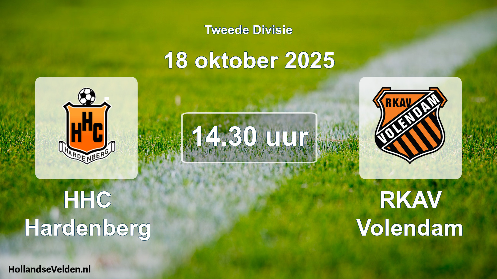 Geplande wedstrijd: HHC Hardenberg - RKAV Volendam (18 oktober 2025)