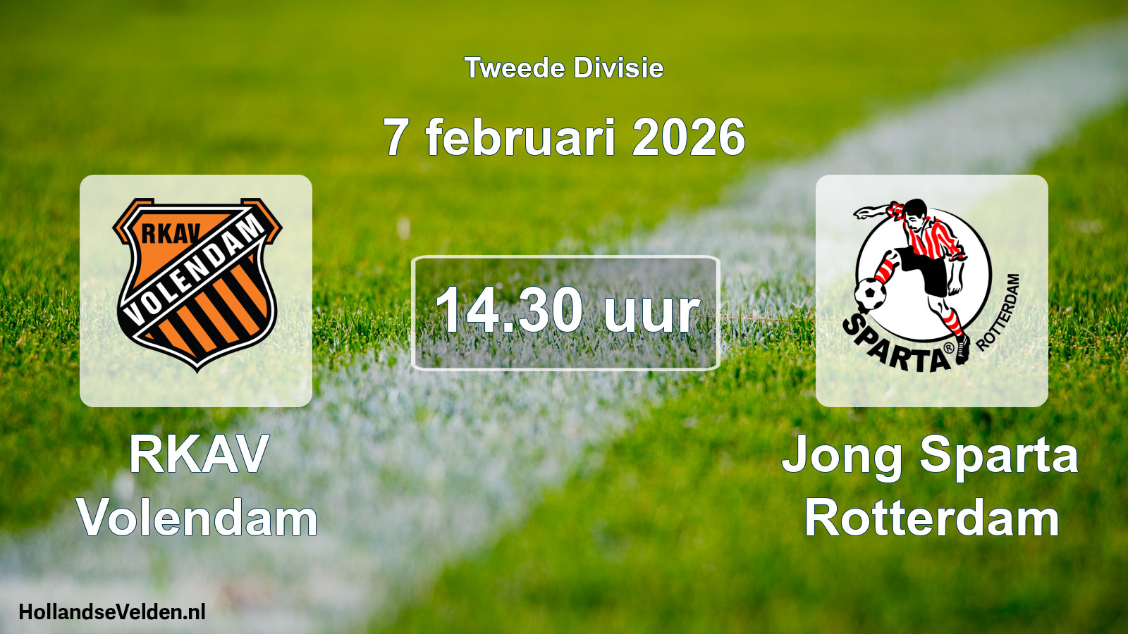 Geplande wedstrijd: RKAV Volendam - Jong Sparta Rotterdam (7 februari 2026)