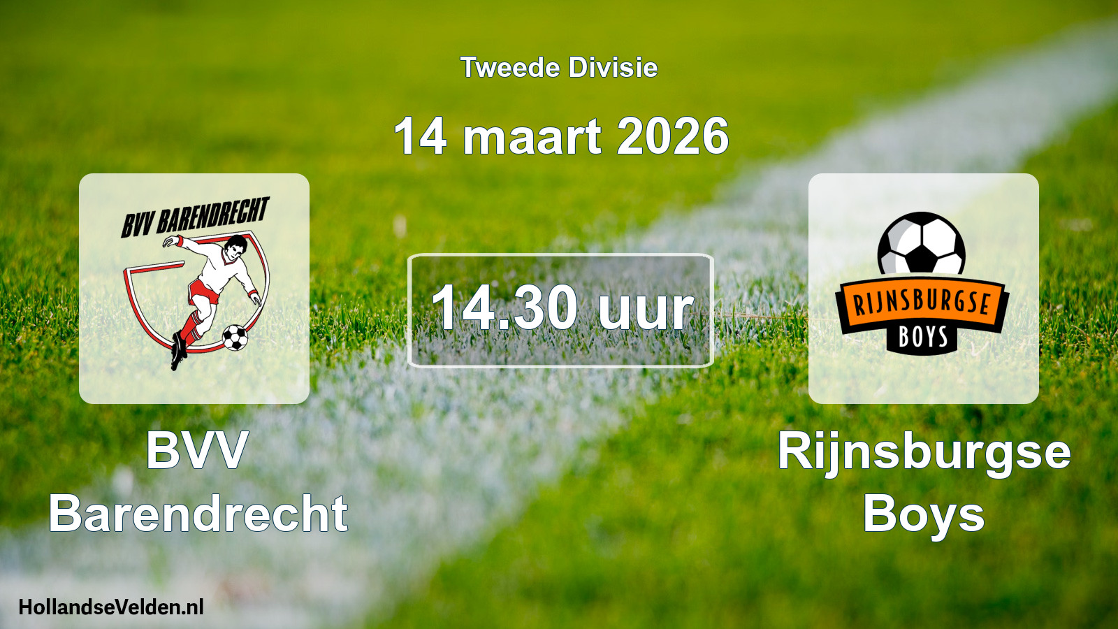 Scheduled Match: BVV Barendrecht - Rijnsburgse Boys (14 March 2026)