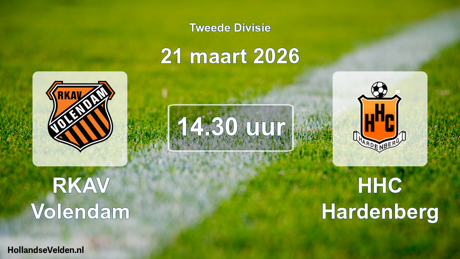 Geplande wedstrijd: RKAV Volendam - HHC Hardenberg (21 maart 2026)